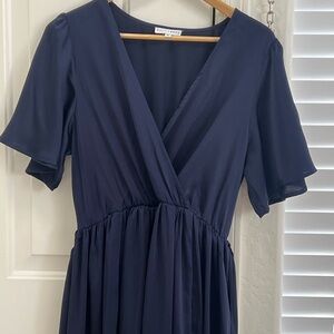Navy Blue Baltic Born Ruffle Sleeve Wrap Dress - XL